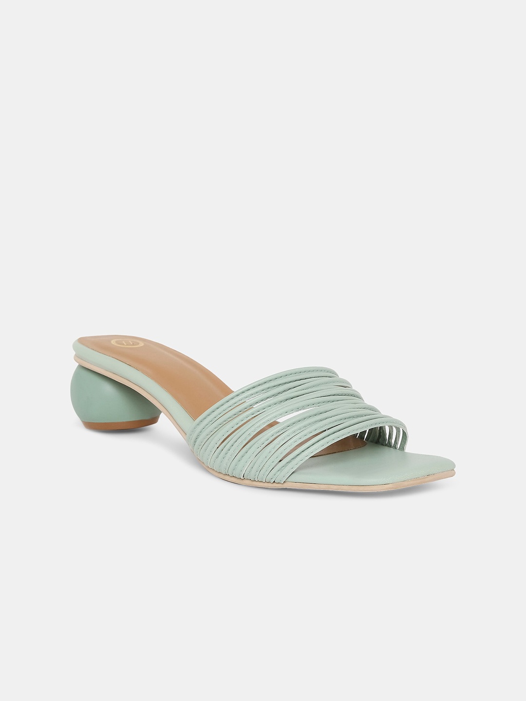 

20Dresses Green Textured PU Party Block Sandals