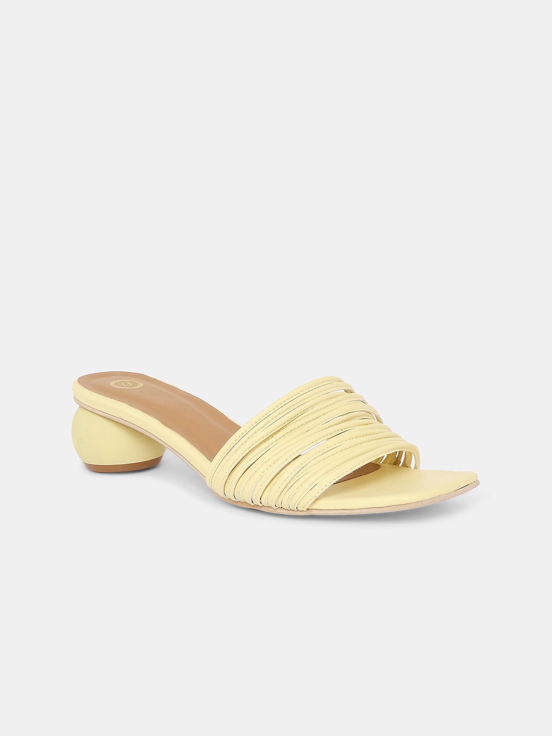 

20Dresses Yellow Striped PU Party Block Sandals