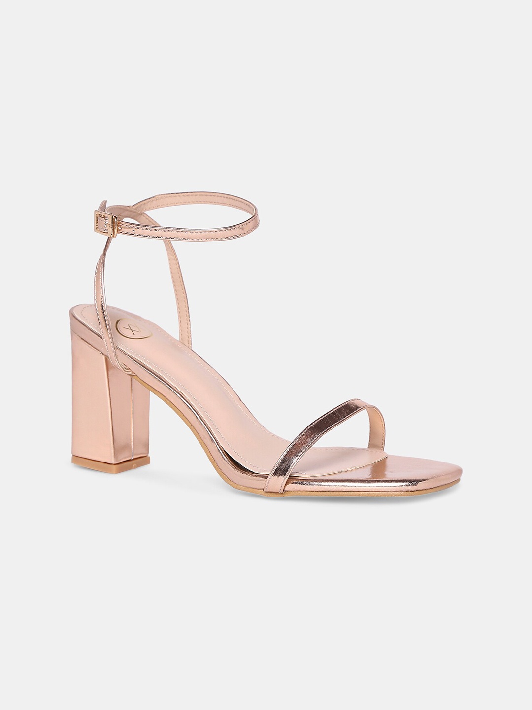 

20Dresses Gold-Toned PU Party Block Heels with Buckles