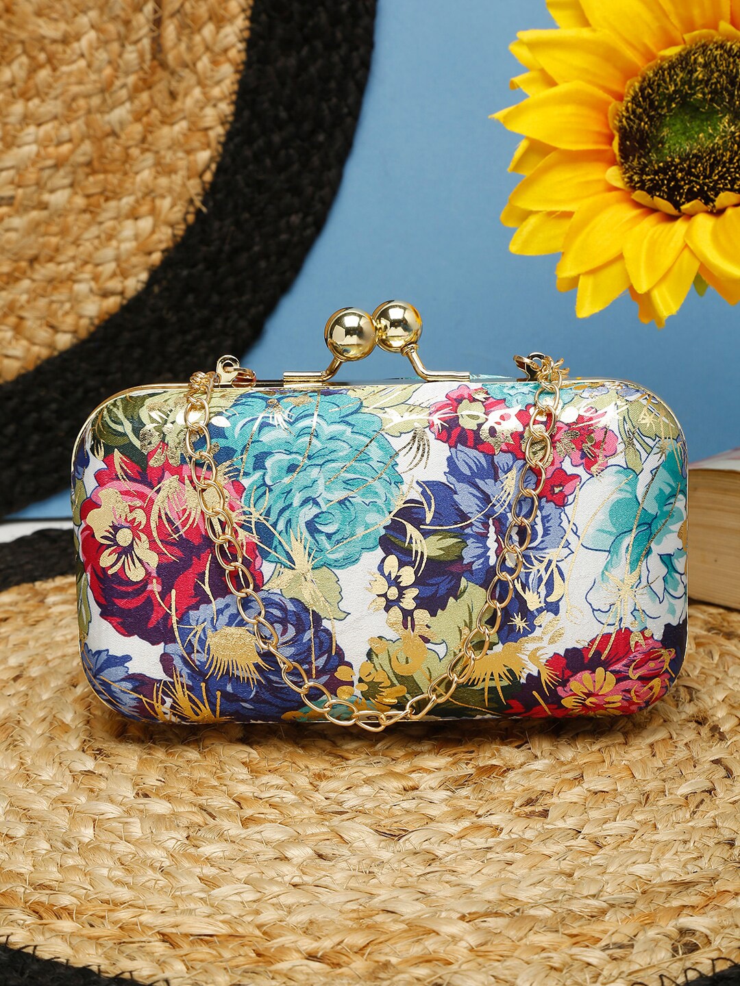 

FARGO Red & Blue Printed Purse Clutch