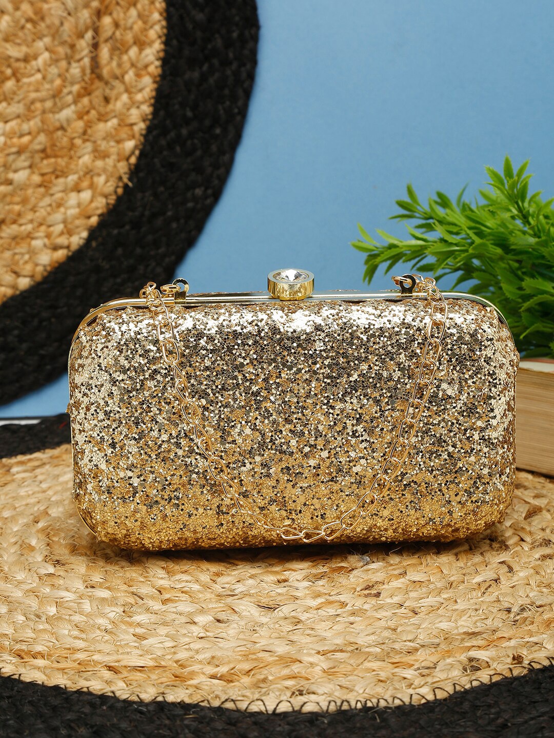 

FARGO Gold-Toned Embellished Box Clutch