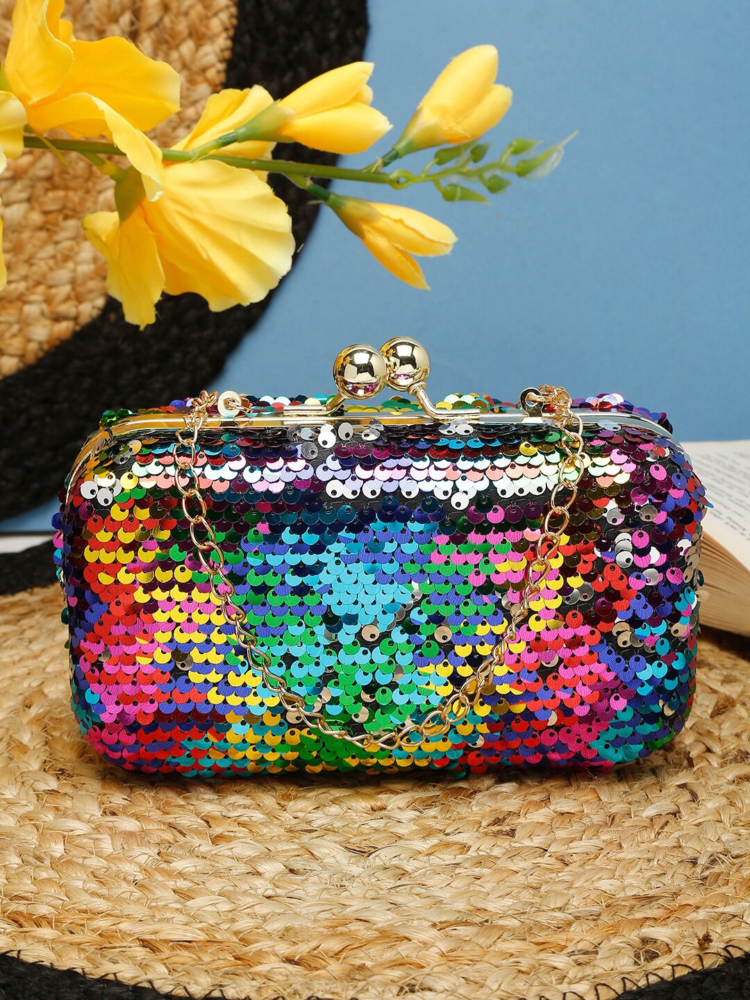 

FARGO Pink & Blue Embellished Purse Clutch