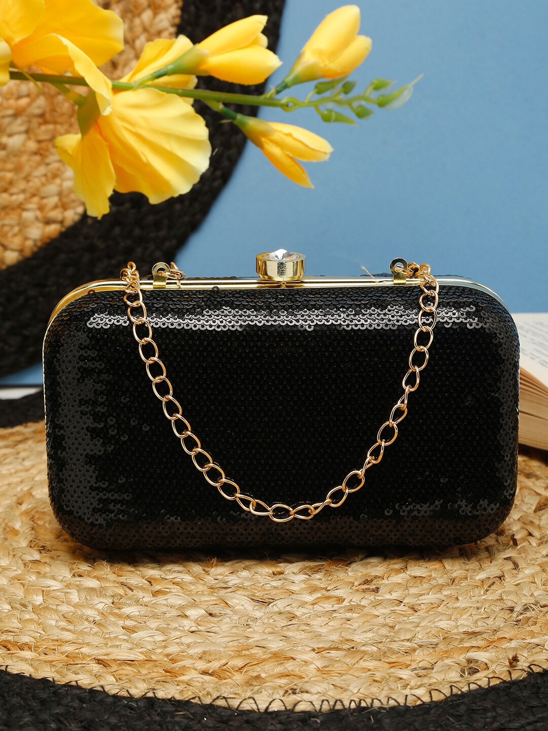 

FARGO Black Embellished Purse Clutch