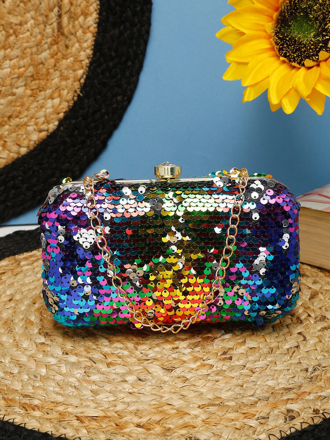 

FARGO Blue & Pink Embellished Purse Clutch