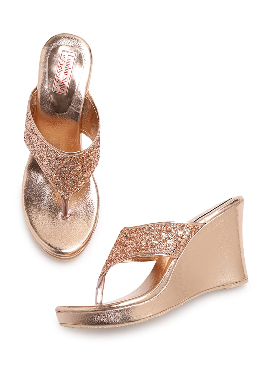 

LONDON STEPS Pink Embellished Party Wedge Sandals