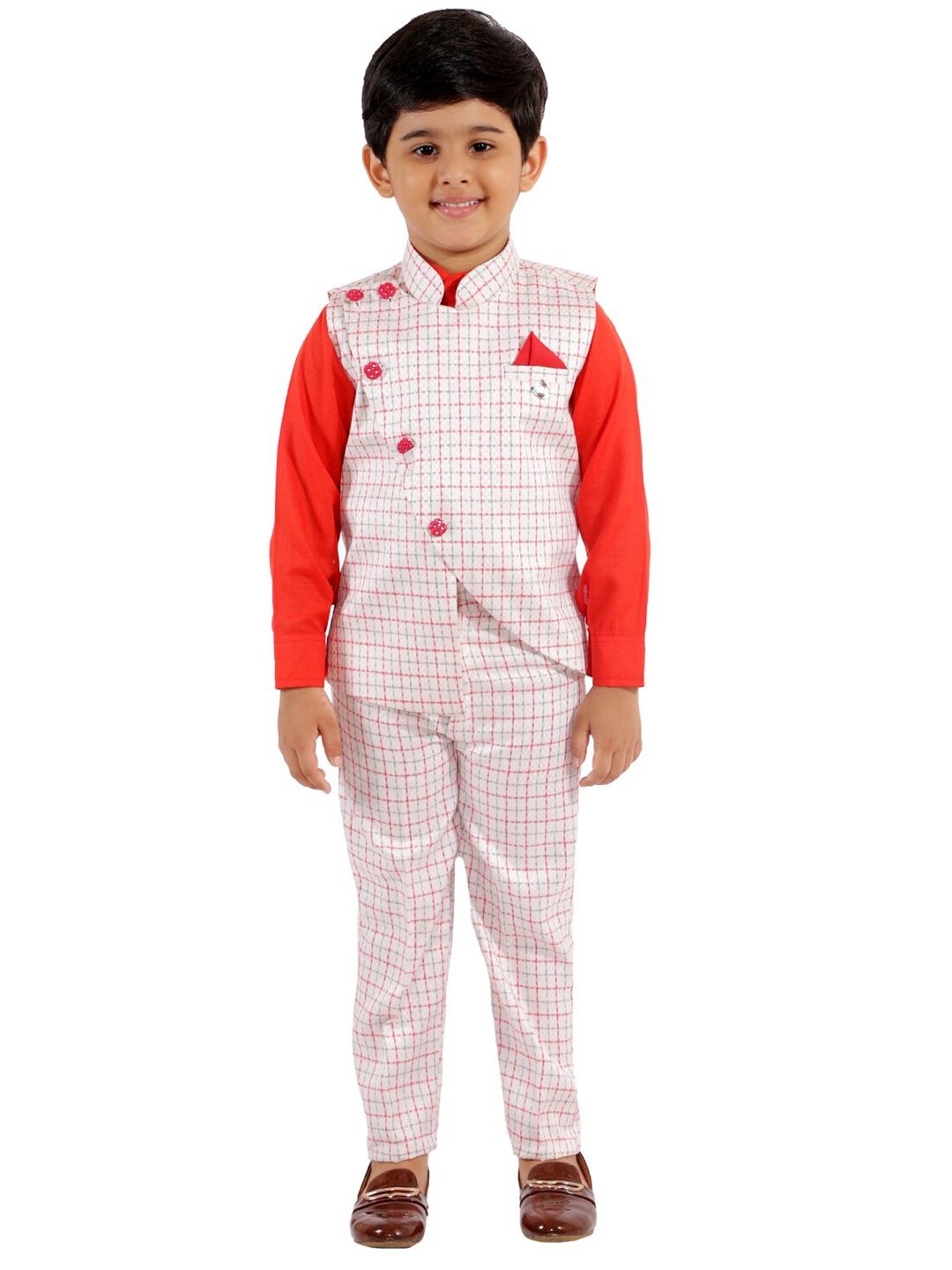 

FOURFOLDS Boys 3-Piece Suit, White