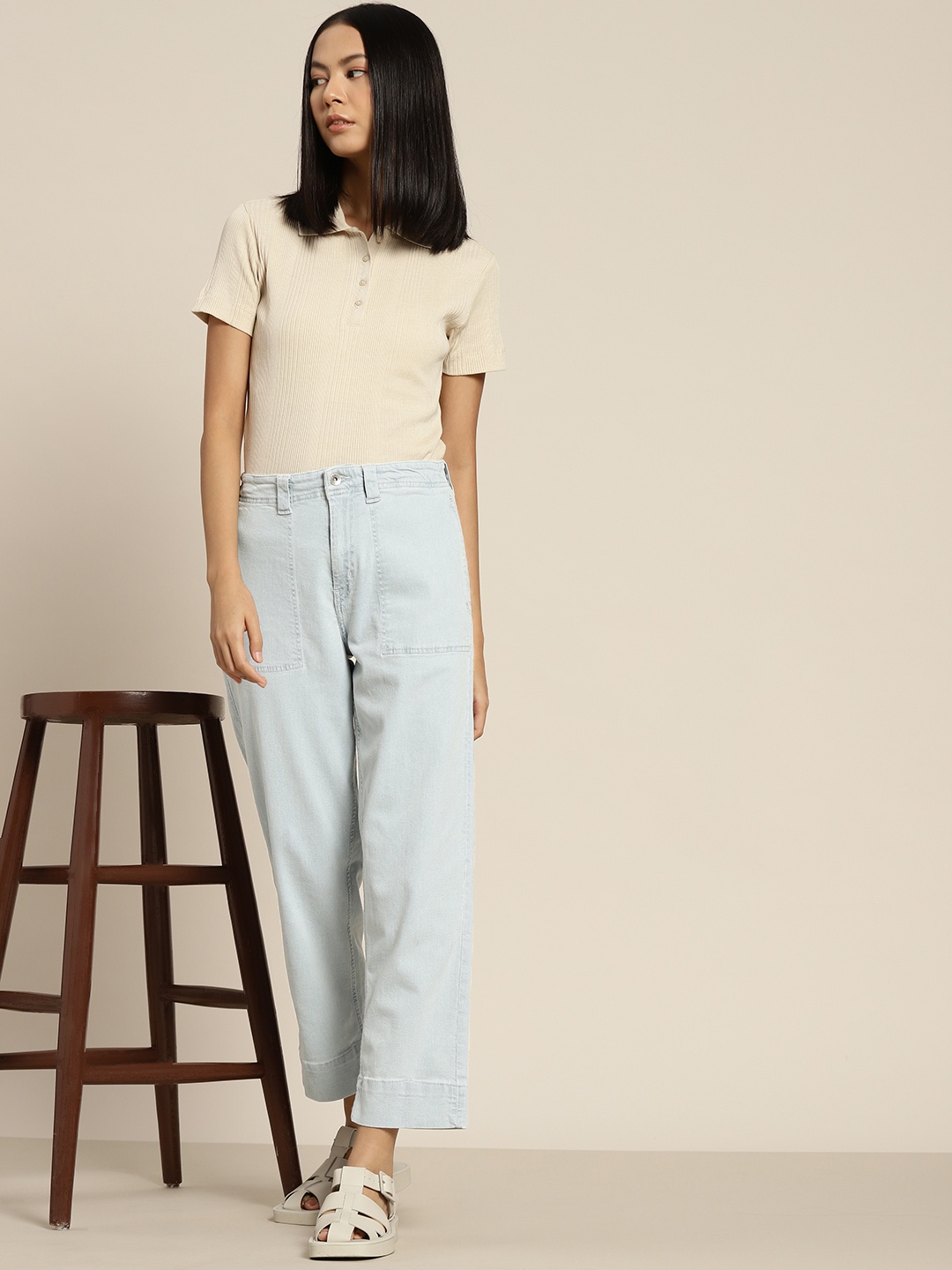 

ether Women Blue Straight Fit Stretchable Jeans
