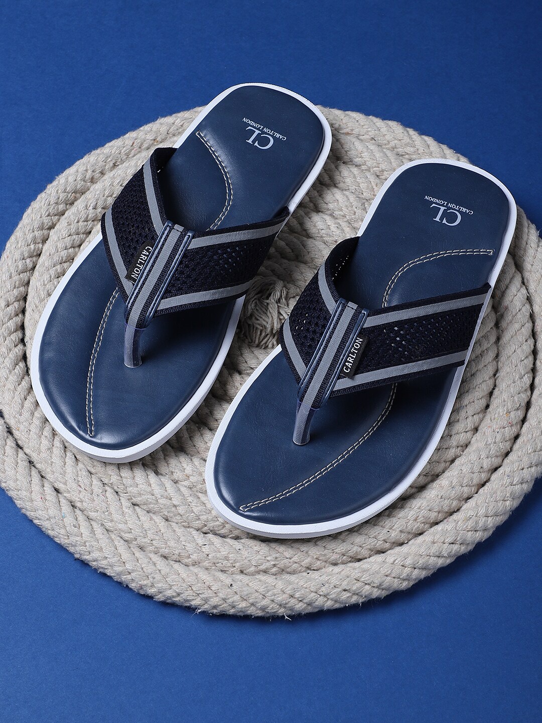 

Carlton London Men Blue & Black Comfort Sandals
