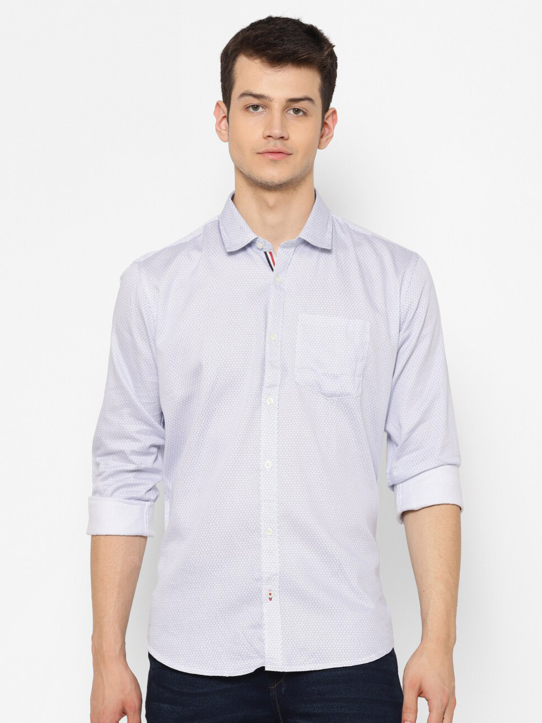 

cape canary Men Blue Ditsy Print Smart Cotton Casual Shirt