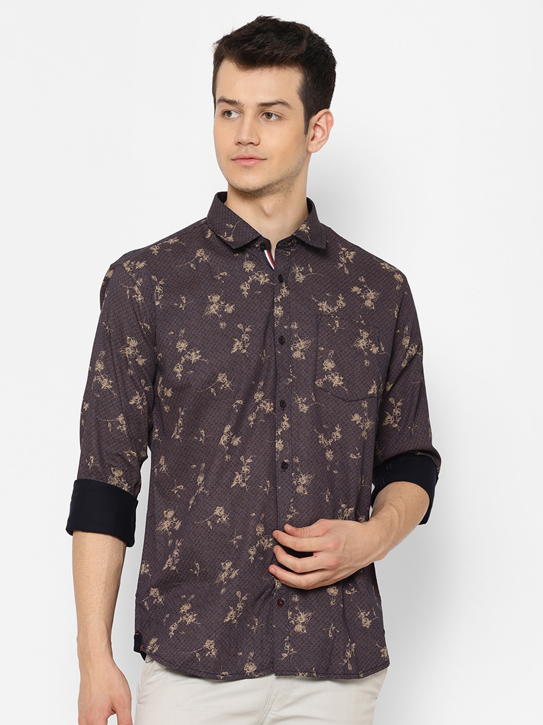 

cape canary Men Brown Smart Floral Printed Casual Shirt