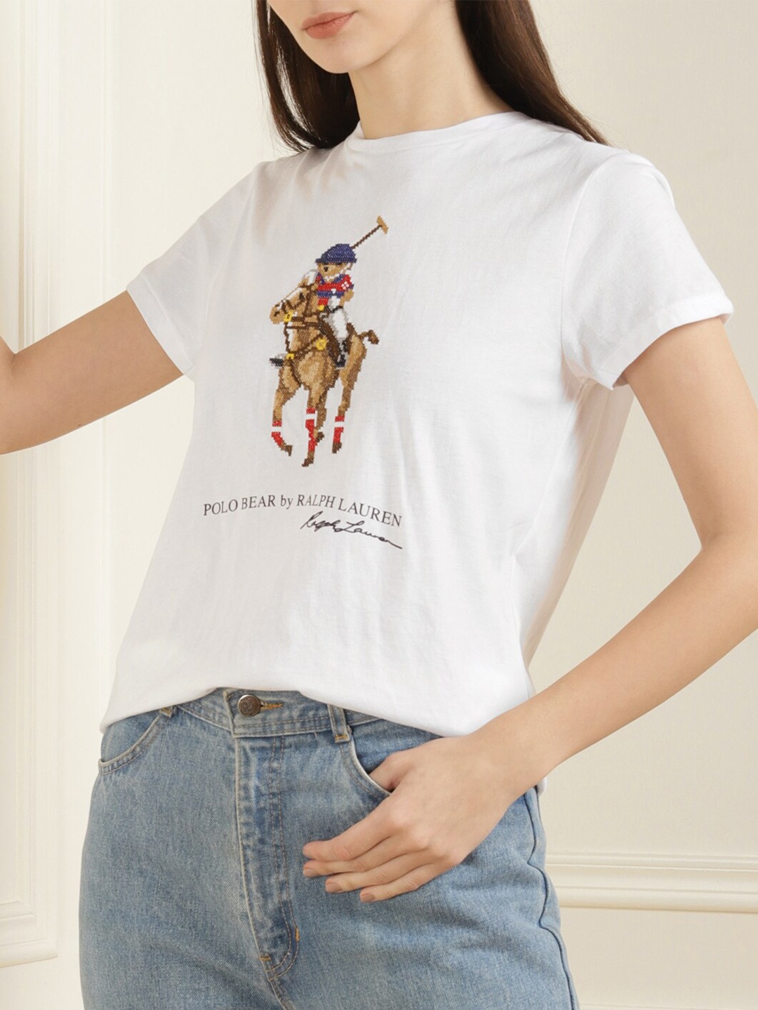 

Polo Ralph Lauren Women White Printed T-shirt