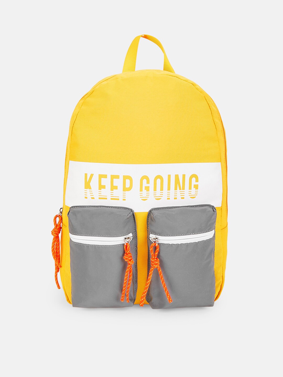 

Ajile by Pantaloons Men Yellow & Grey Typography Printed Backpack