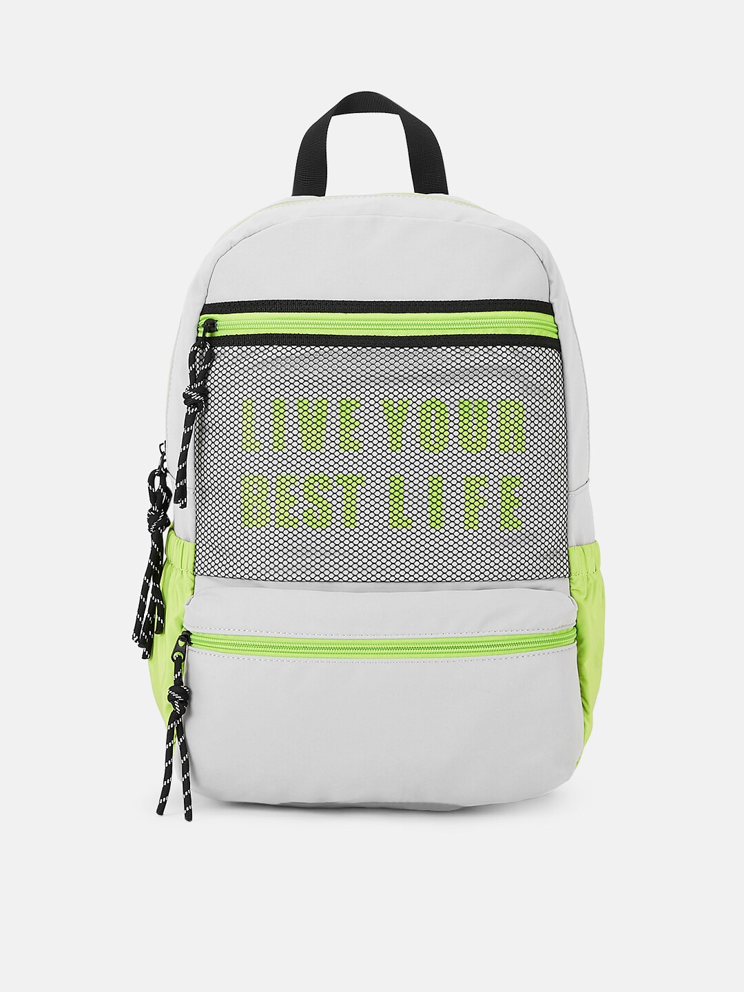 

Ajile by Pantaloons Men Grey & Green Typography Backpack