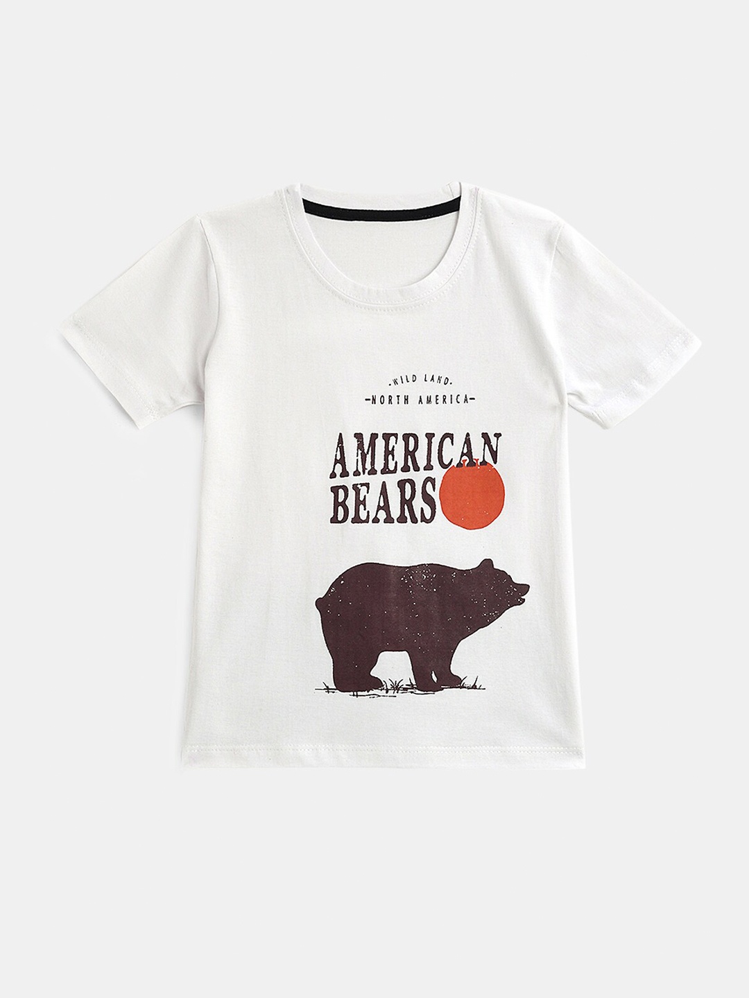

YK Boys White Bear Printed Pure Cotton T-shirt