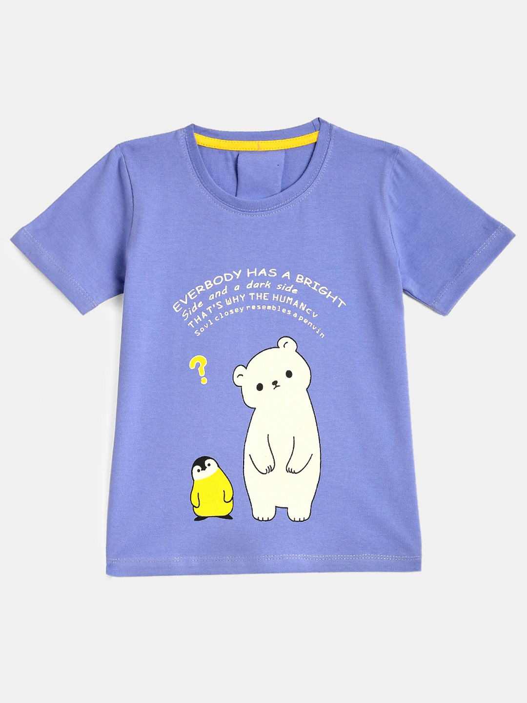 

YK Girls Purple Graphic Cartoon Printed Pure Cotton T-shirt