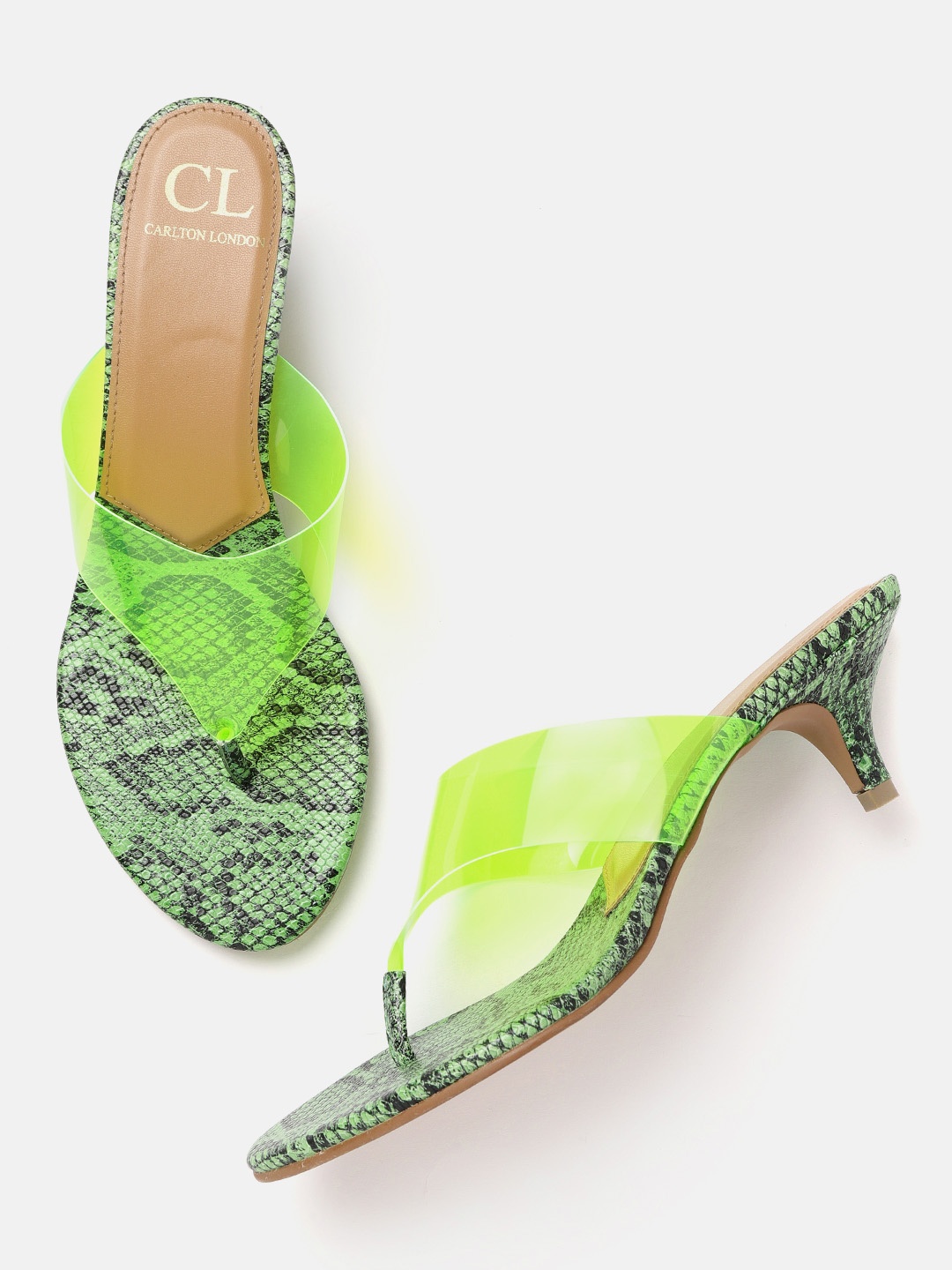 

Carlton London Women Fluorescent Green Solid Kitten Heels