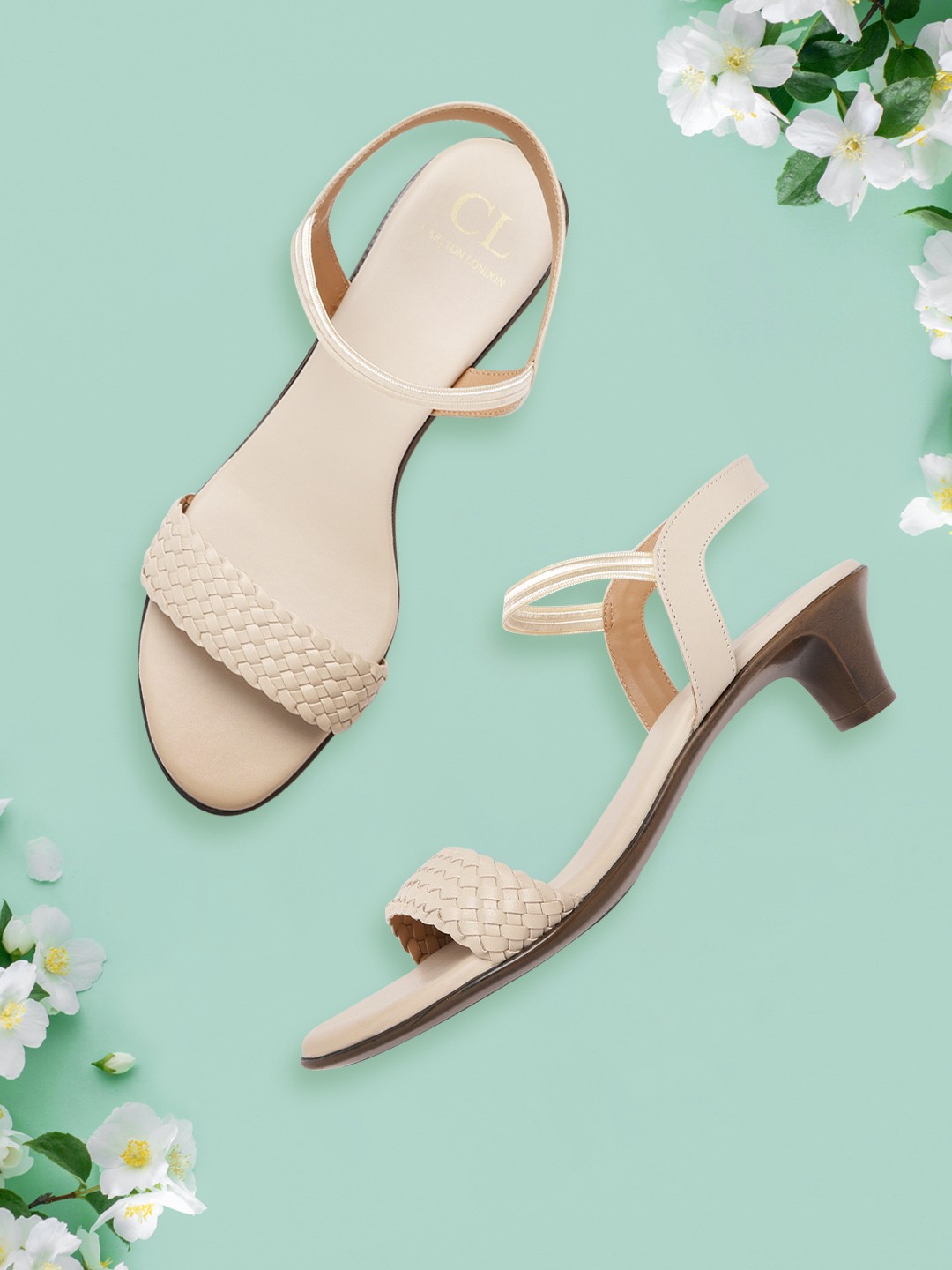 

Carlton London Beige Basket weave Block Heels