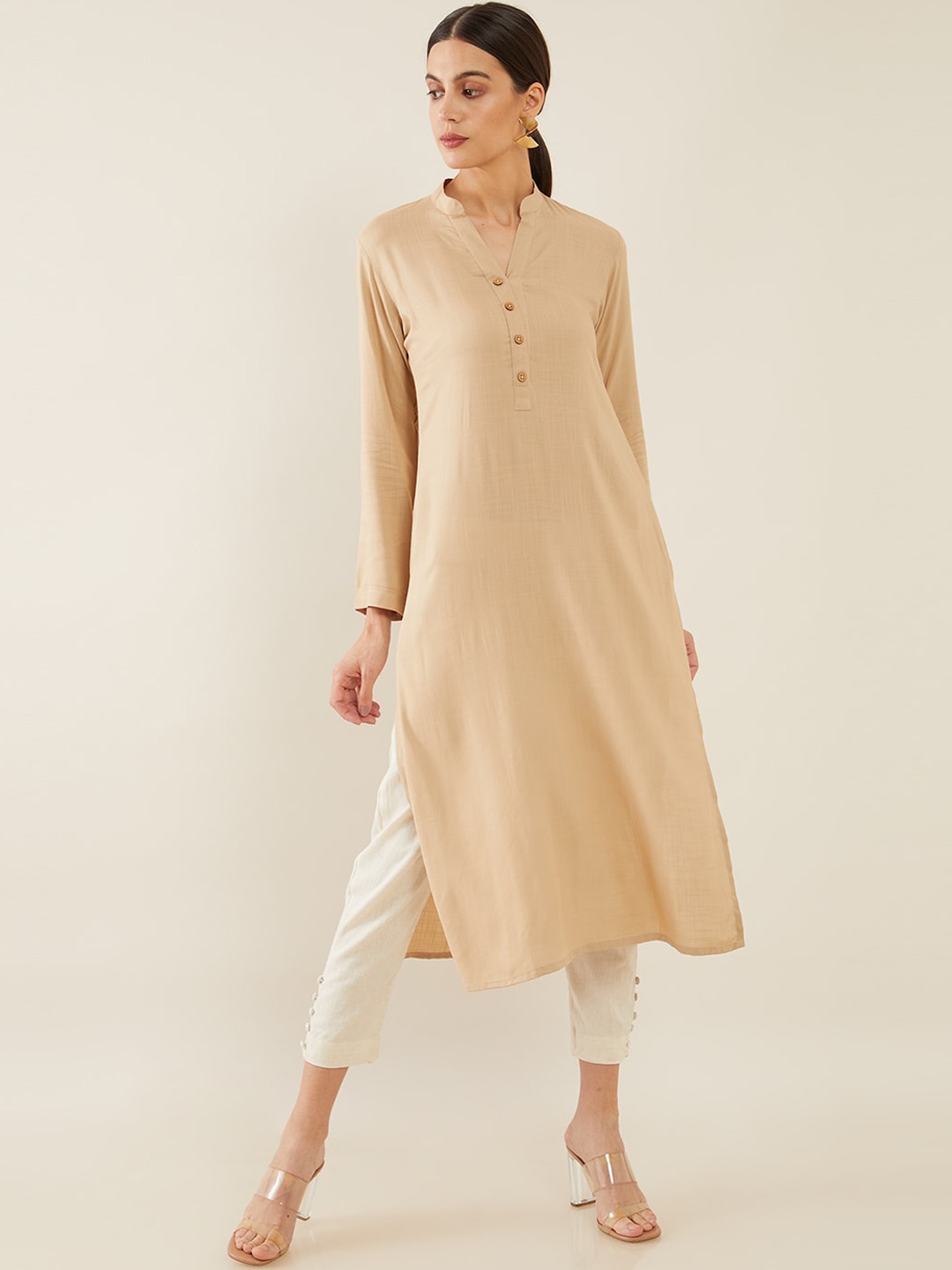 

Soch Women Beige Straight Kurta