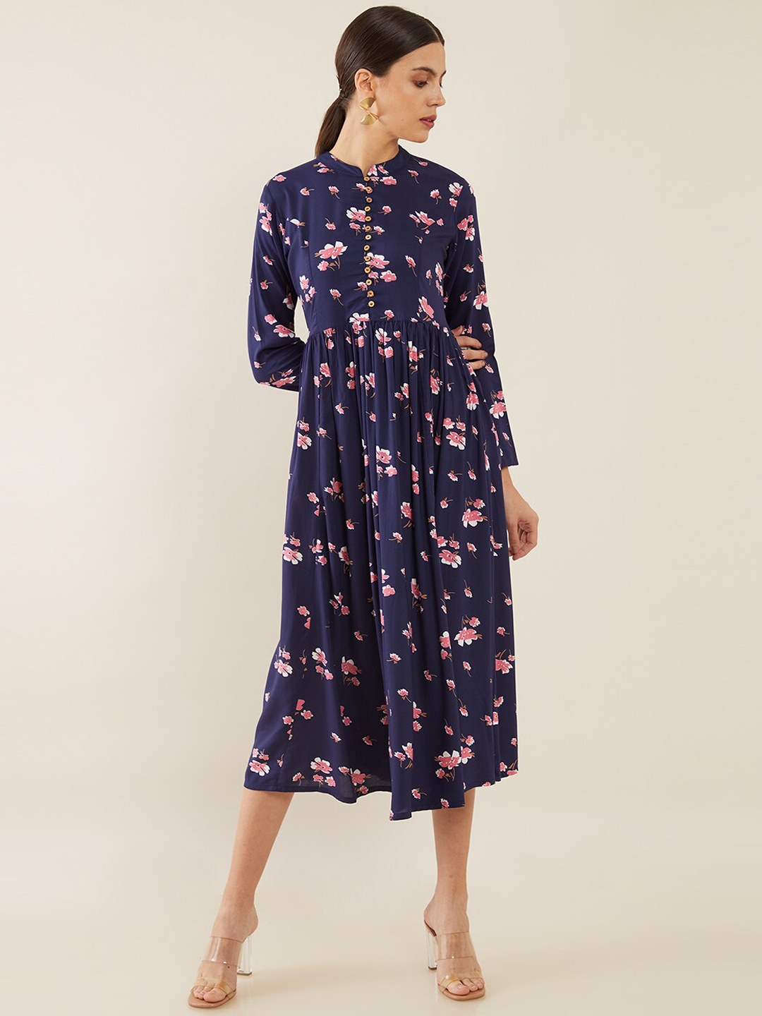 

Soch Women Blue Floral Printed Anarkali Kurta