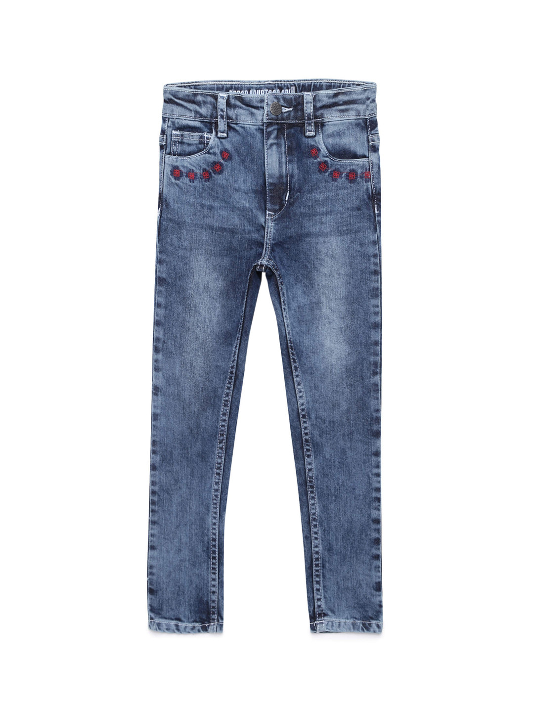 

UNDER FOURTEEN ONLY Girls Blue Heavy Fade Stretchable Jeans