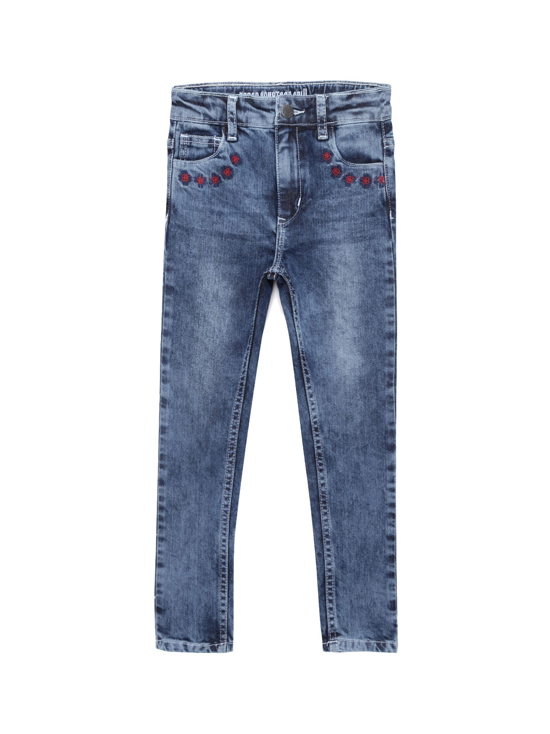 

UNDER FOURTEEN ONLY Girls Blue Skinny Fit Heavy Fade Stretchable Jeans