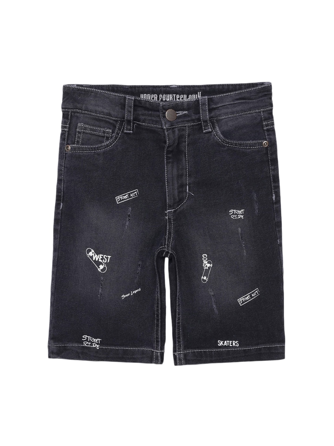 

UNDER FOURTEEN ONLY Boys Grey Washed Denim Shorts