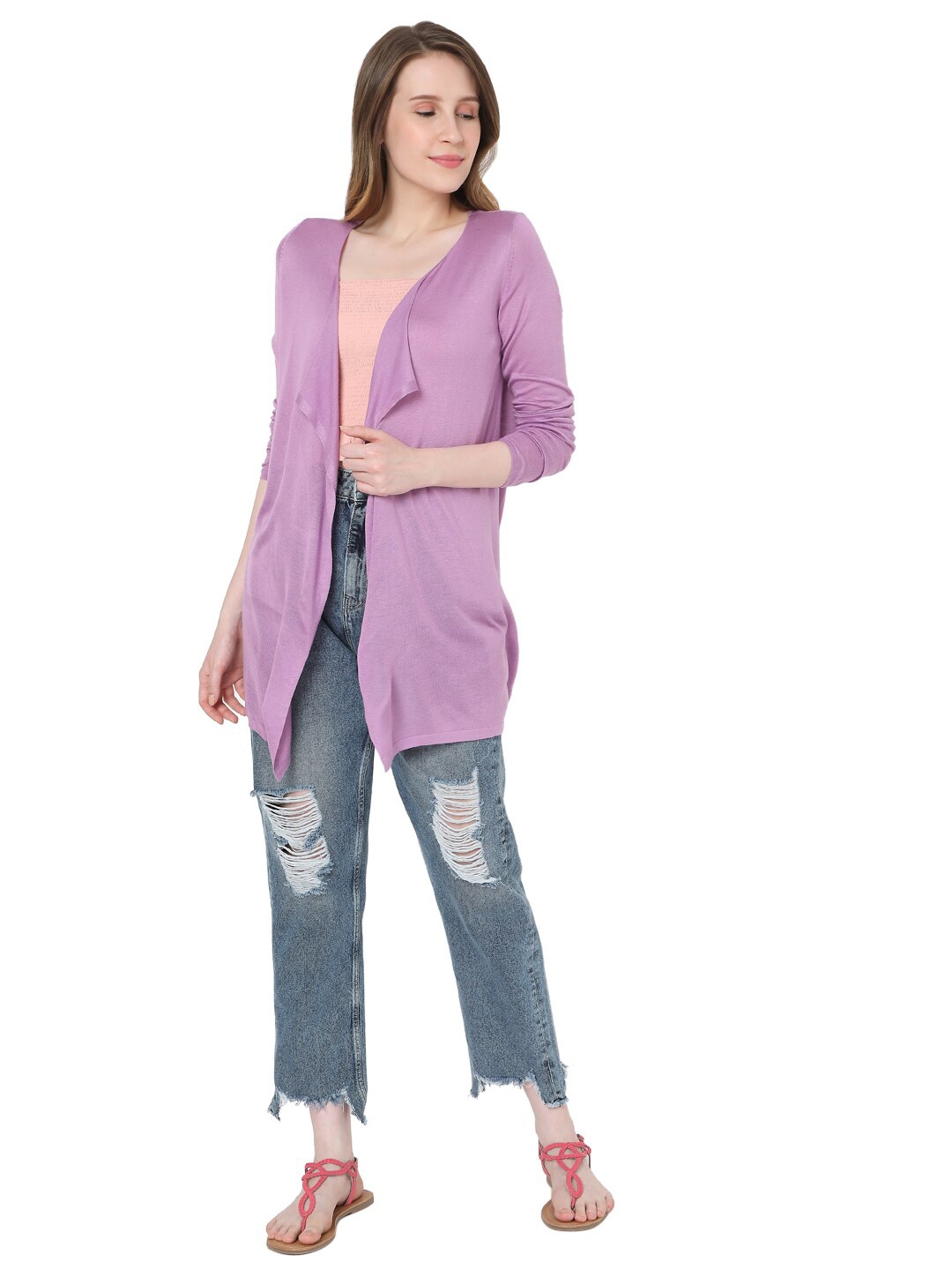 

Vero Moda Women Purple Longline Shrug