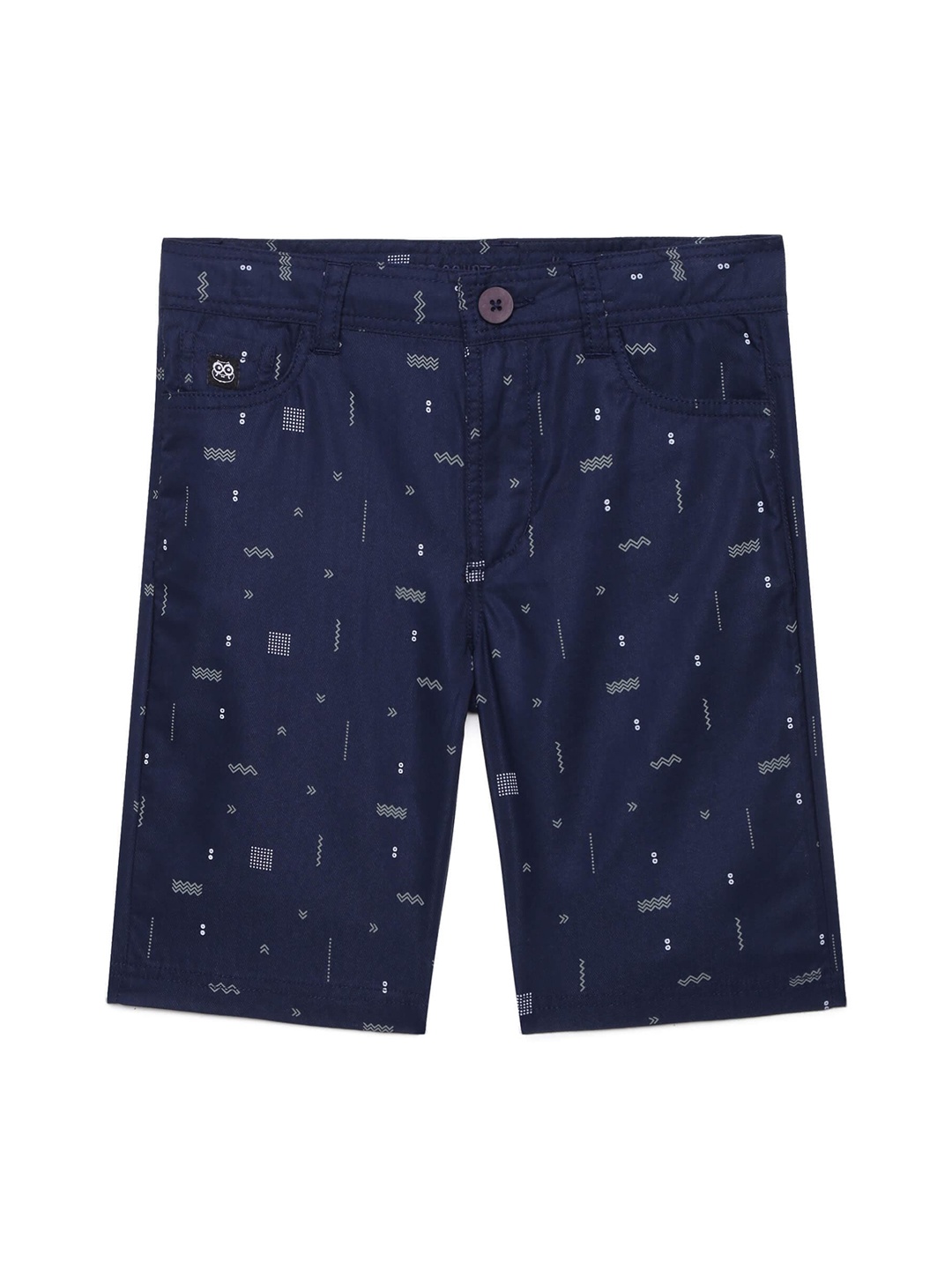 

UNDER FOURTEEN ONLY Boys Navy Blue Printed Cotton Shorts