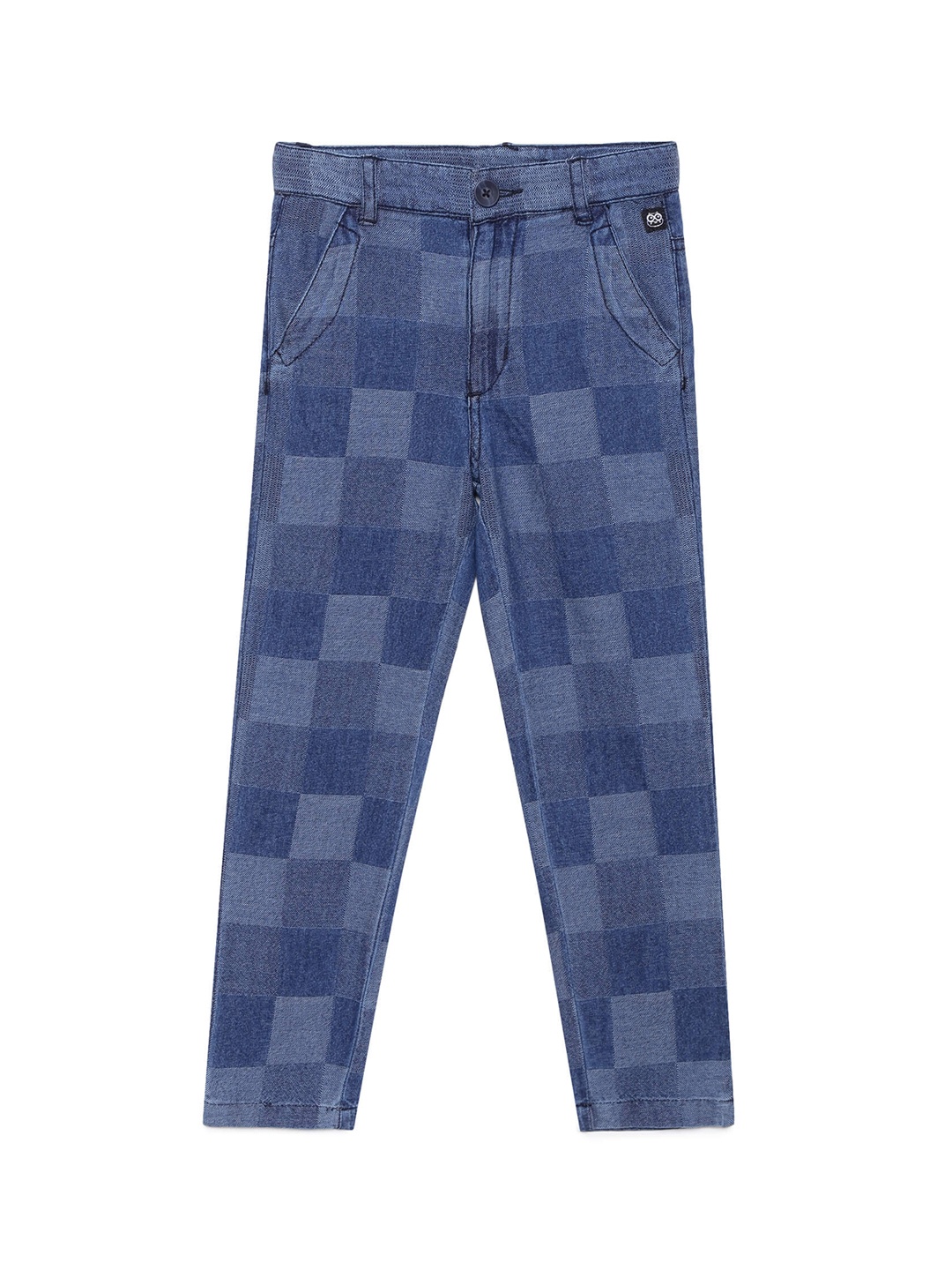 

UNDER FOURTEEN ONLY Boys Blue Checked Trousers