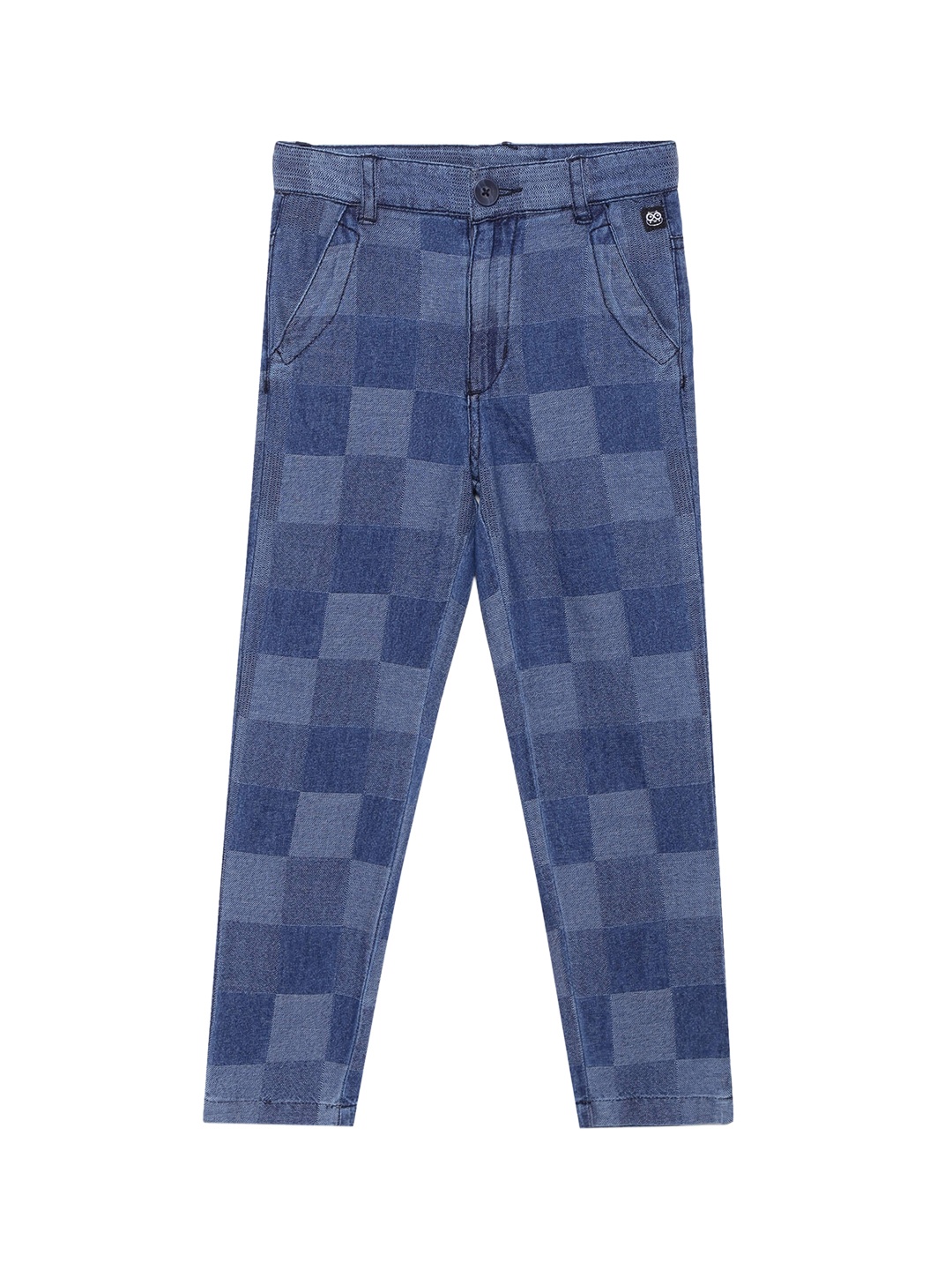 

UNDER FOURTEEN ONLY Boys Blue Checked Trousers