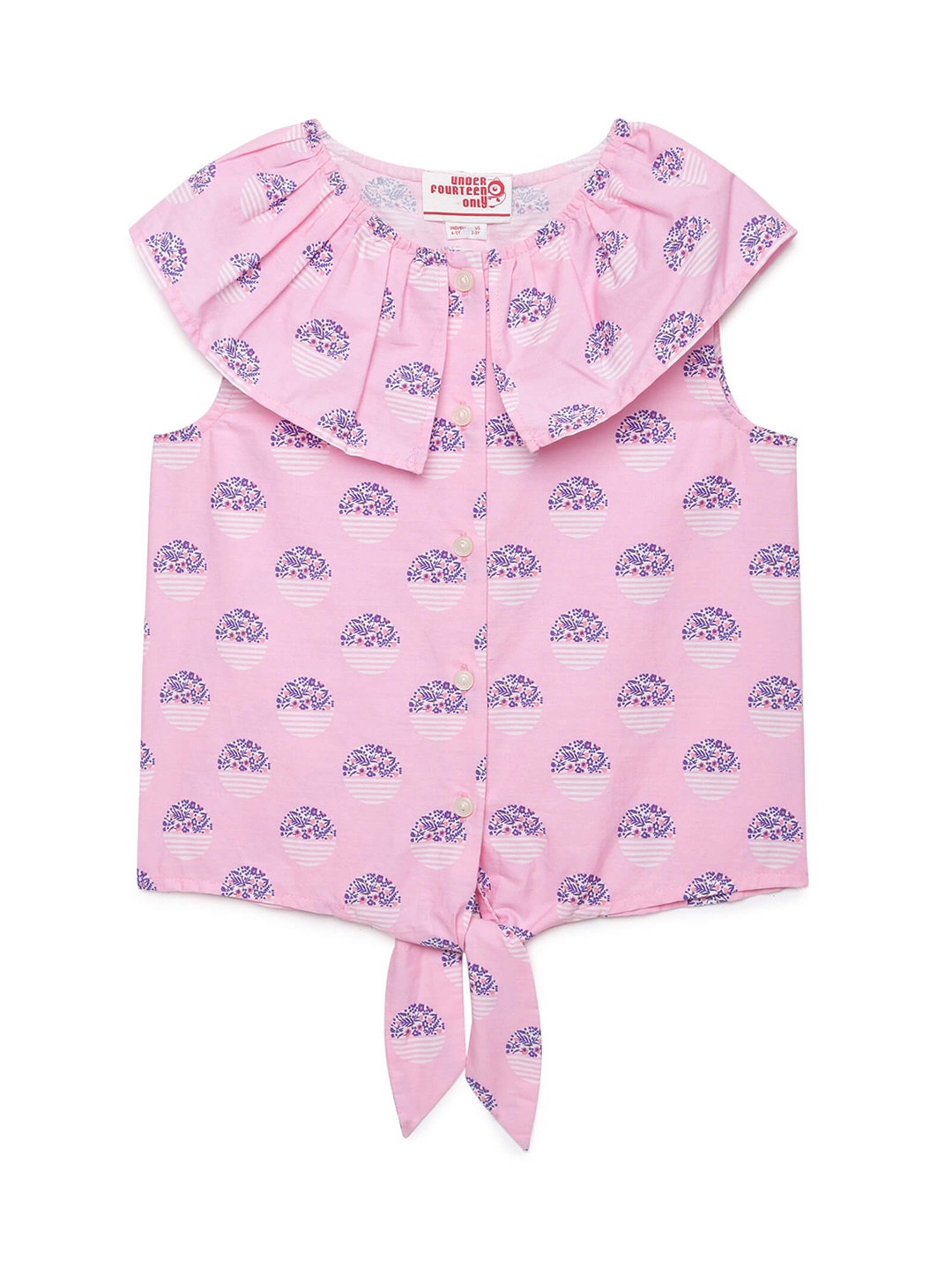 

UNDER FOURTEEN ONLY Pink & Purple Pure Cotton Printed Top