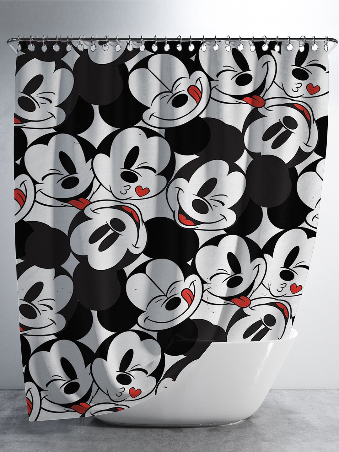 

YK Black Mickey Mouse Printed Waterproof Shower Curtain