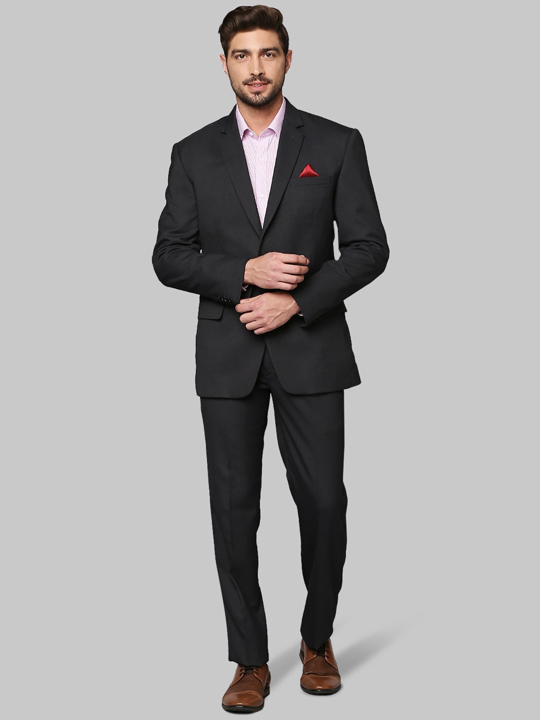 

Raymond Men Charcoal Grey Solid Single-Breasted 2-Piece Formal Suit