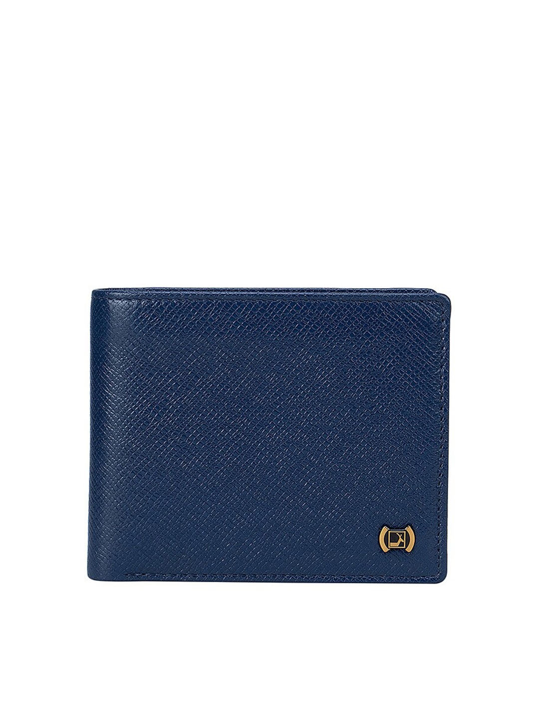 

Da Milano Men Blue Textured Leather Two Fold Wallet