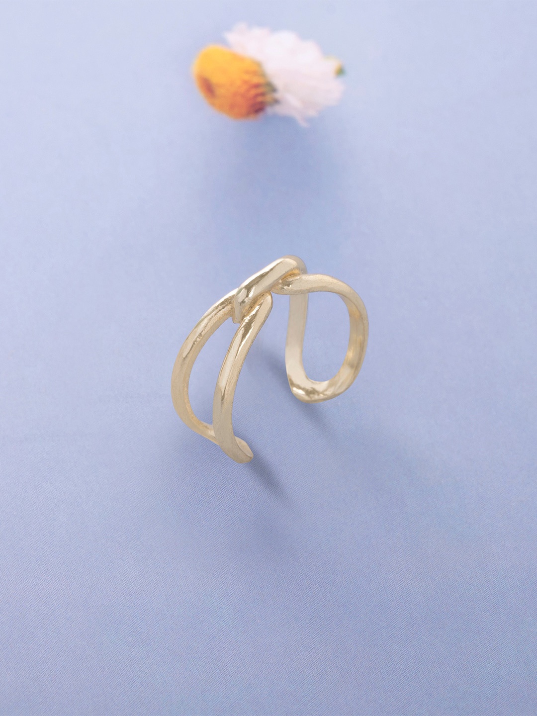

March by FableStreet Women Gold-Plated Adjustable Finger Ring with Knot Detail