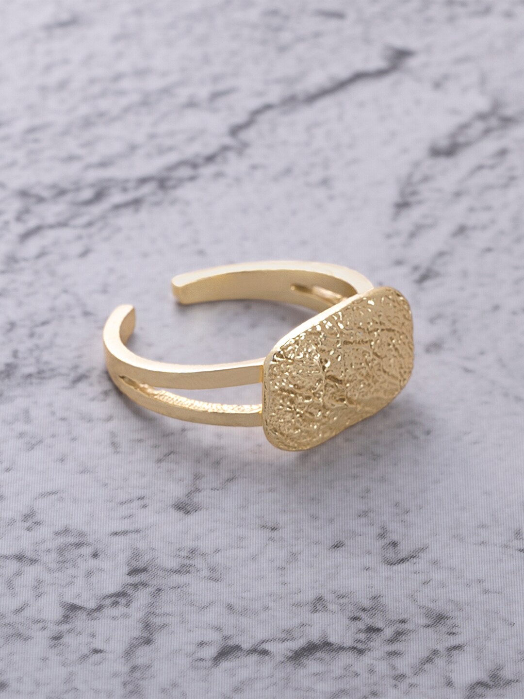 

March by FableStreet Women Gold-Plated Textured Adjustable Finger Ring