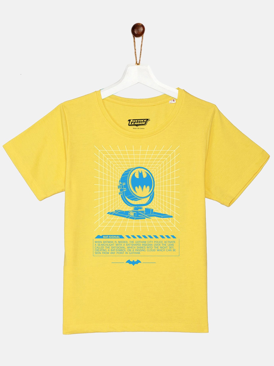 

YK Justice League Boys Yellow Batman Printed Pure Cotton T-shirt