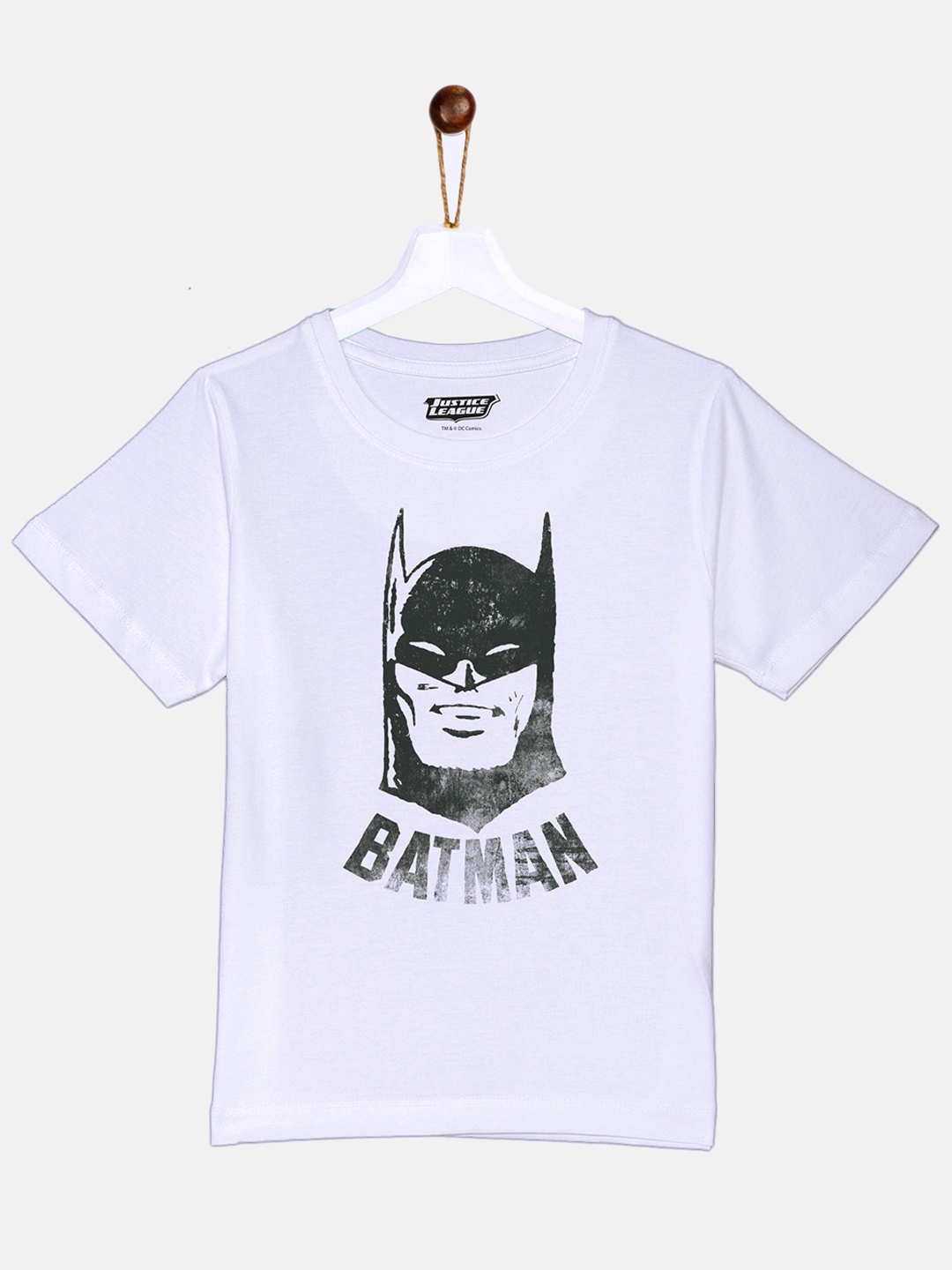 

YK Justice League Boys White Batman Printed Cotton T-shirt