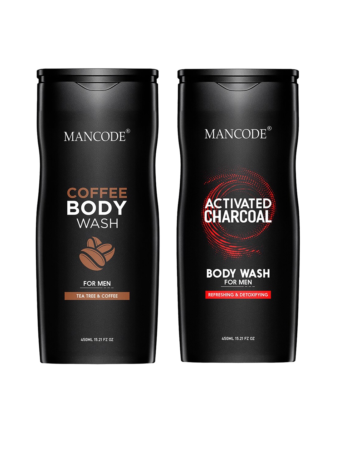 

MANCODE Men Set Of 2 Coffee & Activated Charcoal Body Wash, 450ml, Black