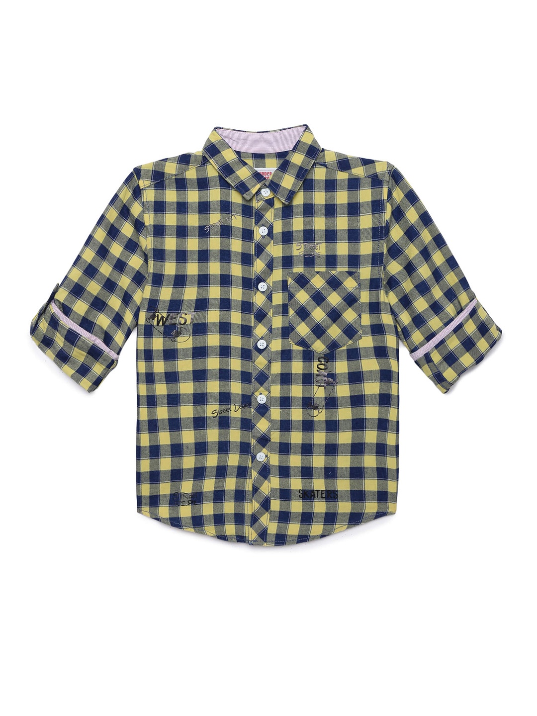 

UNDER FOURTEEN ONLY Boys Yellow & Blue Gingham Checked Casual Shirt