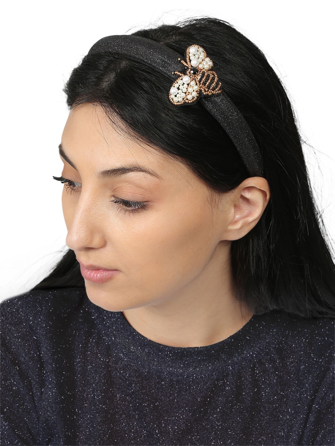 

KazarMax Girls Black & White Embellished Hairband