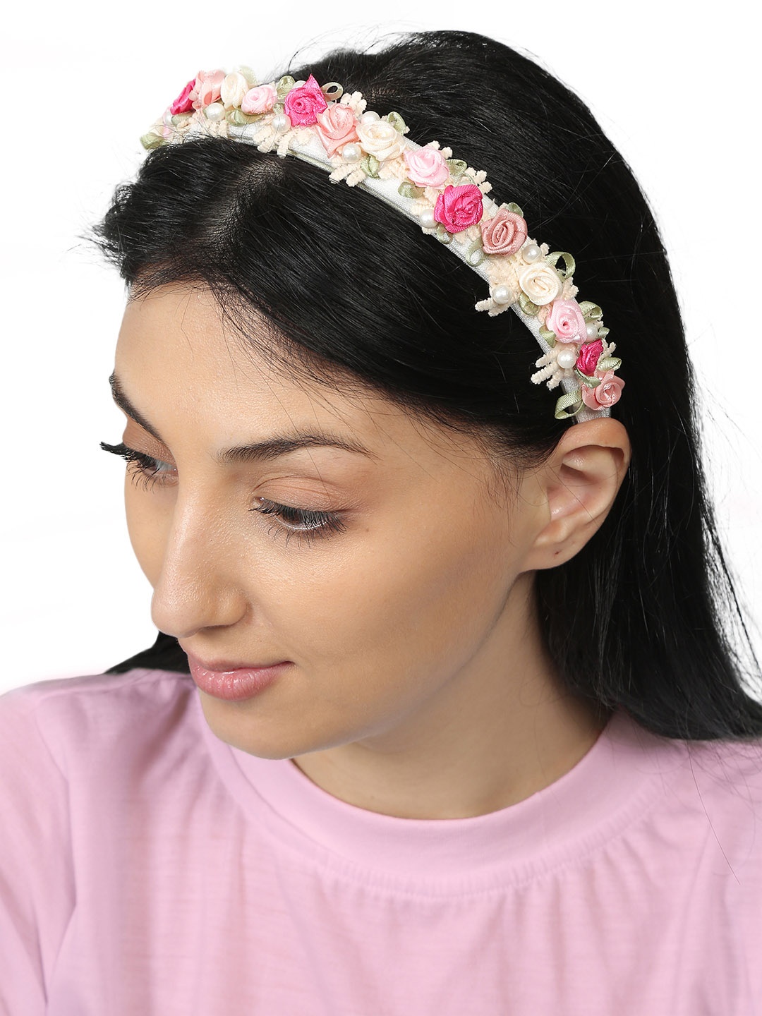 

KazarMax Girls White & Pink Embellished Hairband