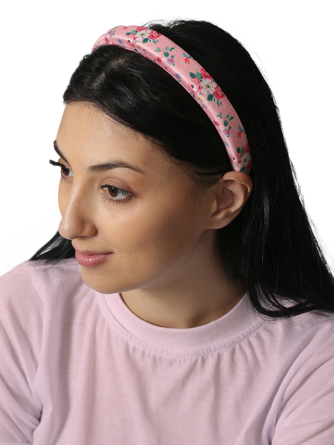 

KazarMax Girls Pink & Green Floral Printed Cushioned Fabric Headband