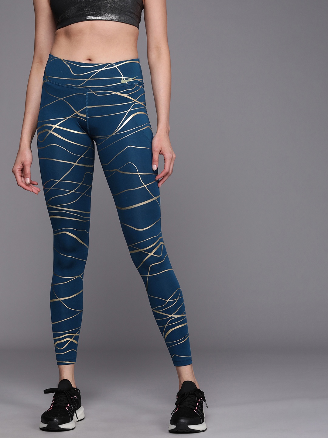 

Nike Women Blue & Gold Fast Icon Clash Mid-Rise Running Tights