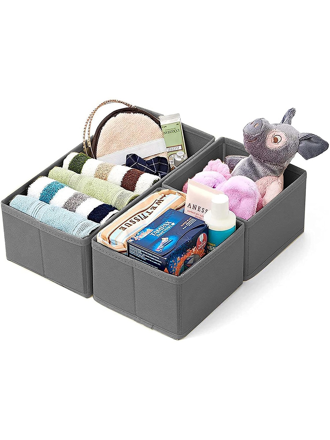 

HOUSE OF QUIRK Grey 3 Pieces Closet Dresser Drawer Organizer
