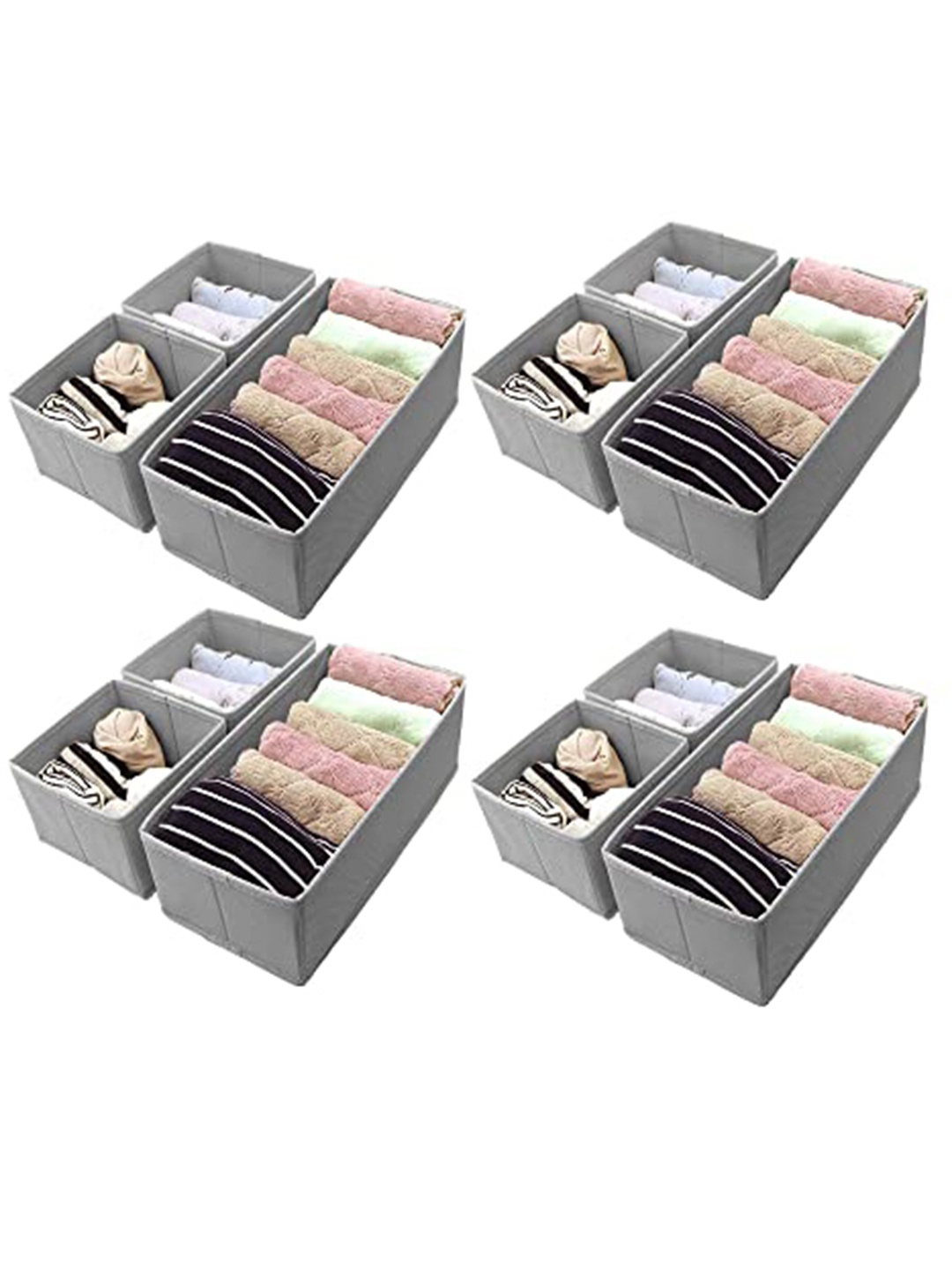 

HOUSE OF QUIRK Grey 4 Pieces Closet Dresser 3 Storage Box Drawer Organizer