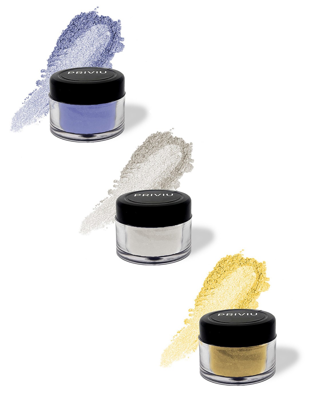 

PRIVIU Set Of 3 Shimmer Eyeshadow 01 Pearl, 02 Gold, 05 Moonlight, Silver