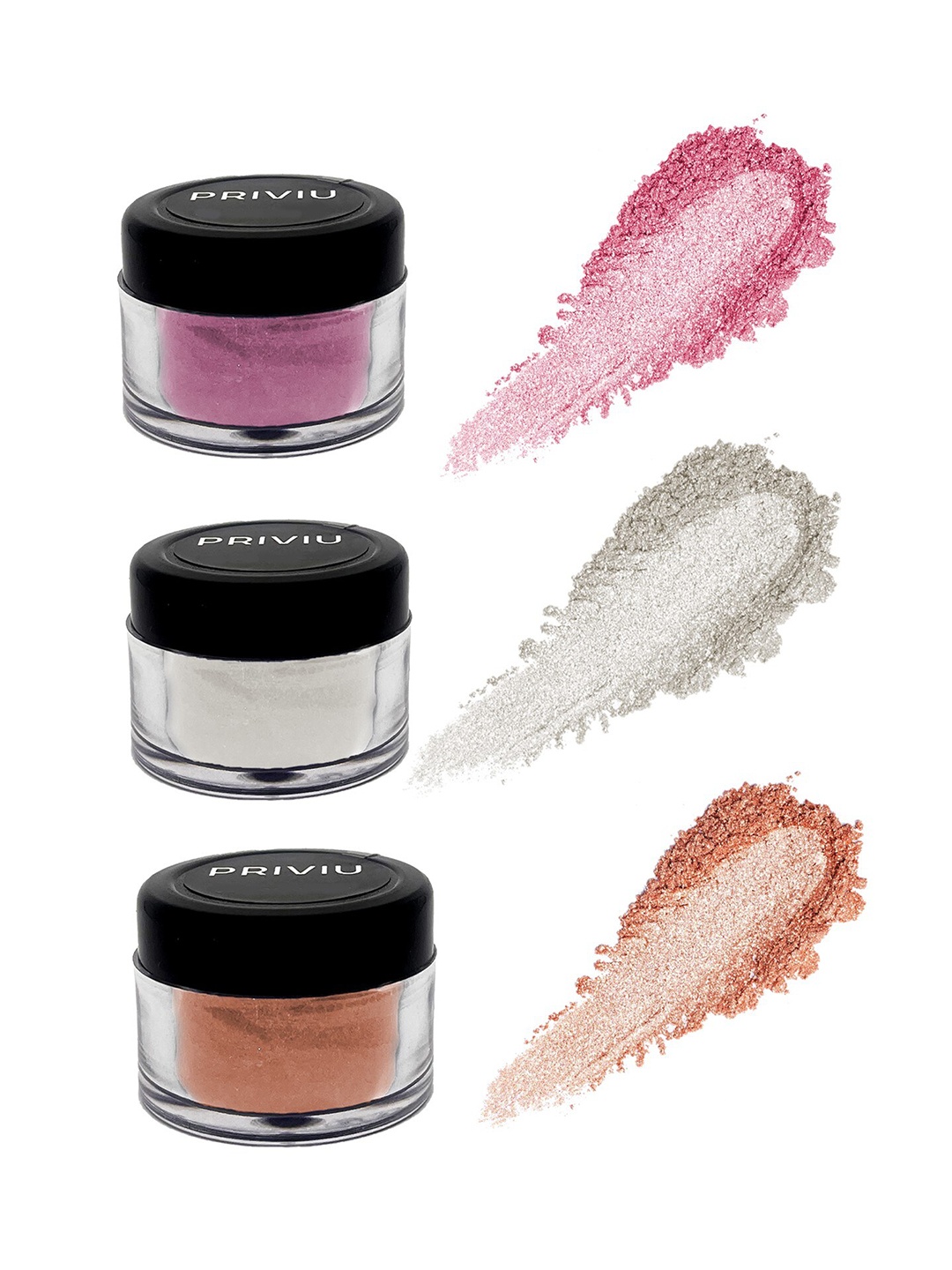 

PRIVIU Women Set Of 3 Power Shimmer Eyeshadows 01 Pearl 03 Mauve 04 Bronze, Na