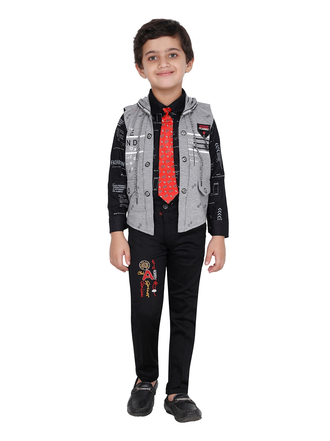 

FOURFOLDS Boys Grey & Red Co-Ords Set