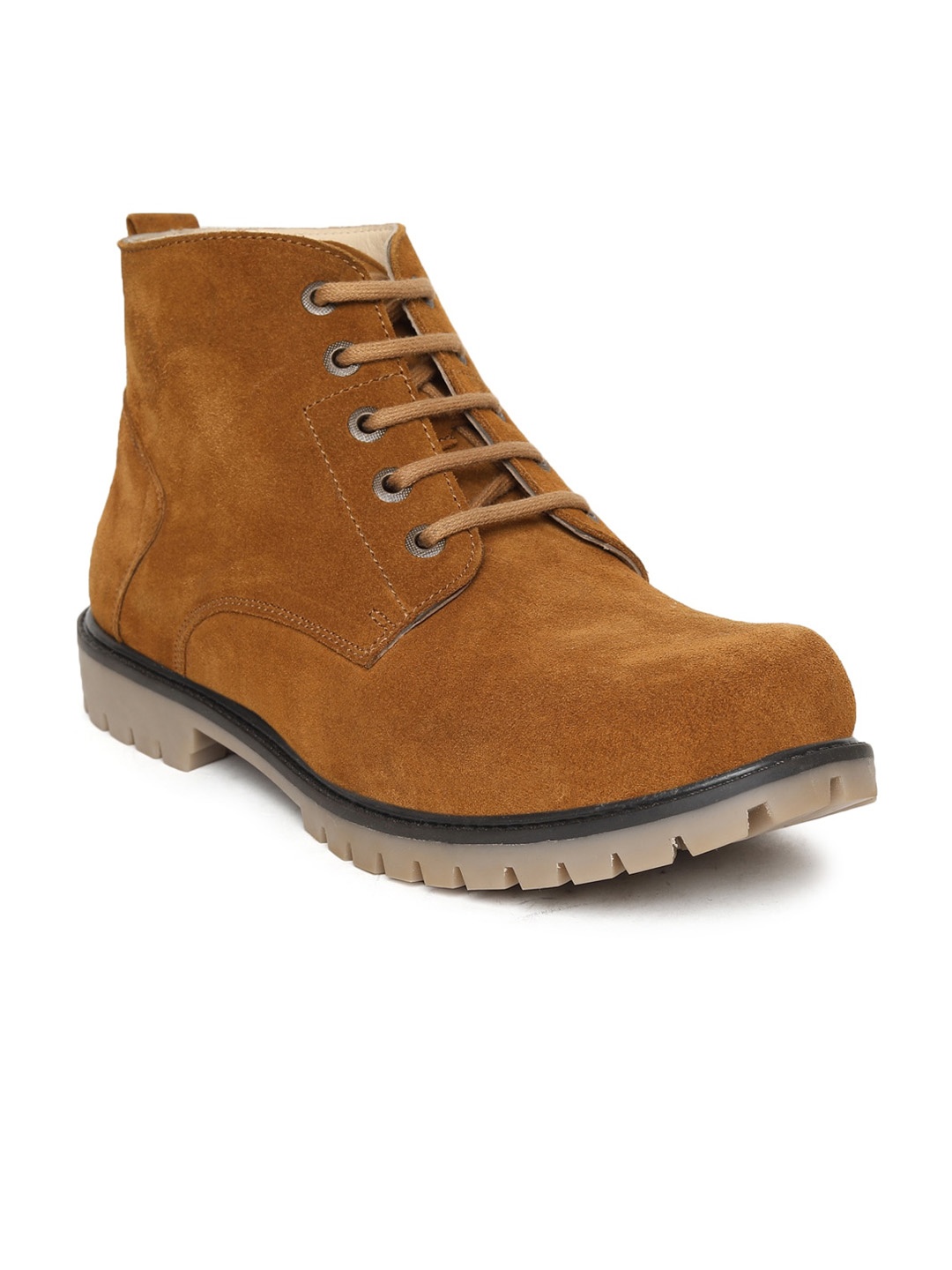 

LOUIS STITCH Men Tan Suede High-Top Flat Boots